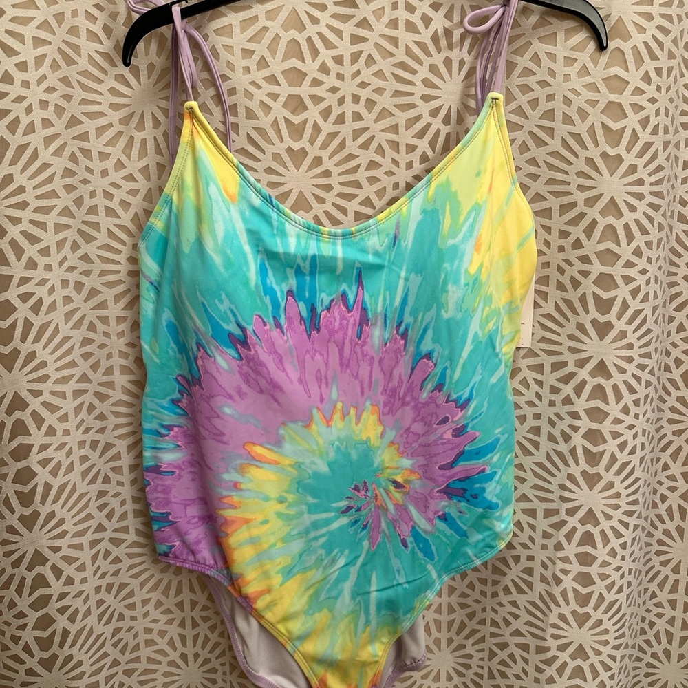 Kohl's Lavender & Tie-Dye Shoulder-Tie Swimsuit